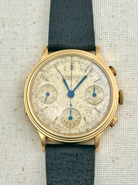 Eberhard 18k Yellow Gold Tri-Compax 1943 with Box Vintage