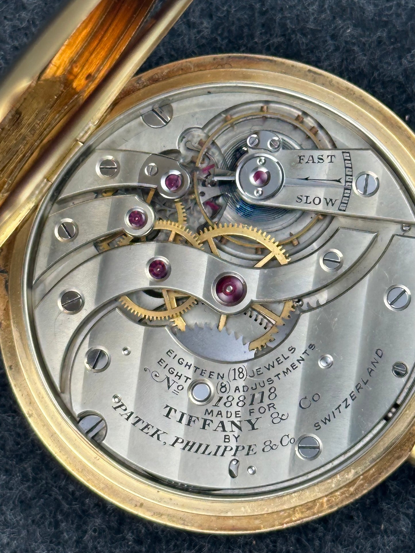 Patek Phillippe for Tiffany 18k Gold Pocket Watch Vintage