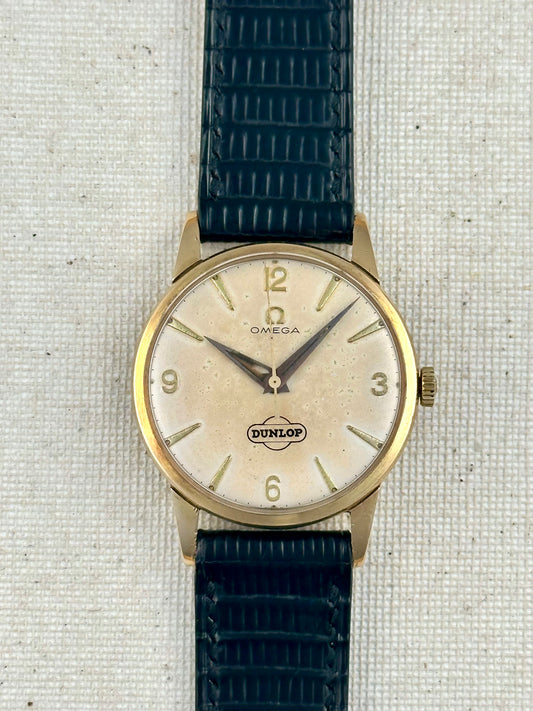 Omega "Dunlop" 9k Solid Gold Presentation Watch VIntage