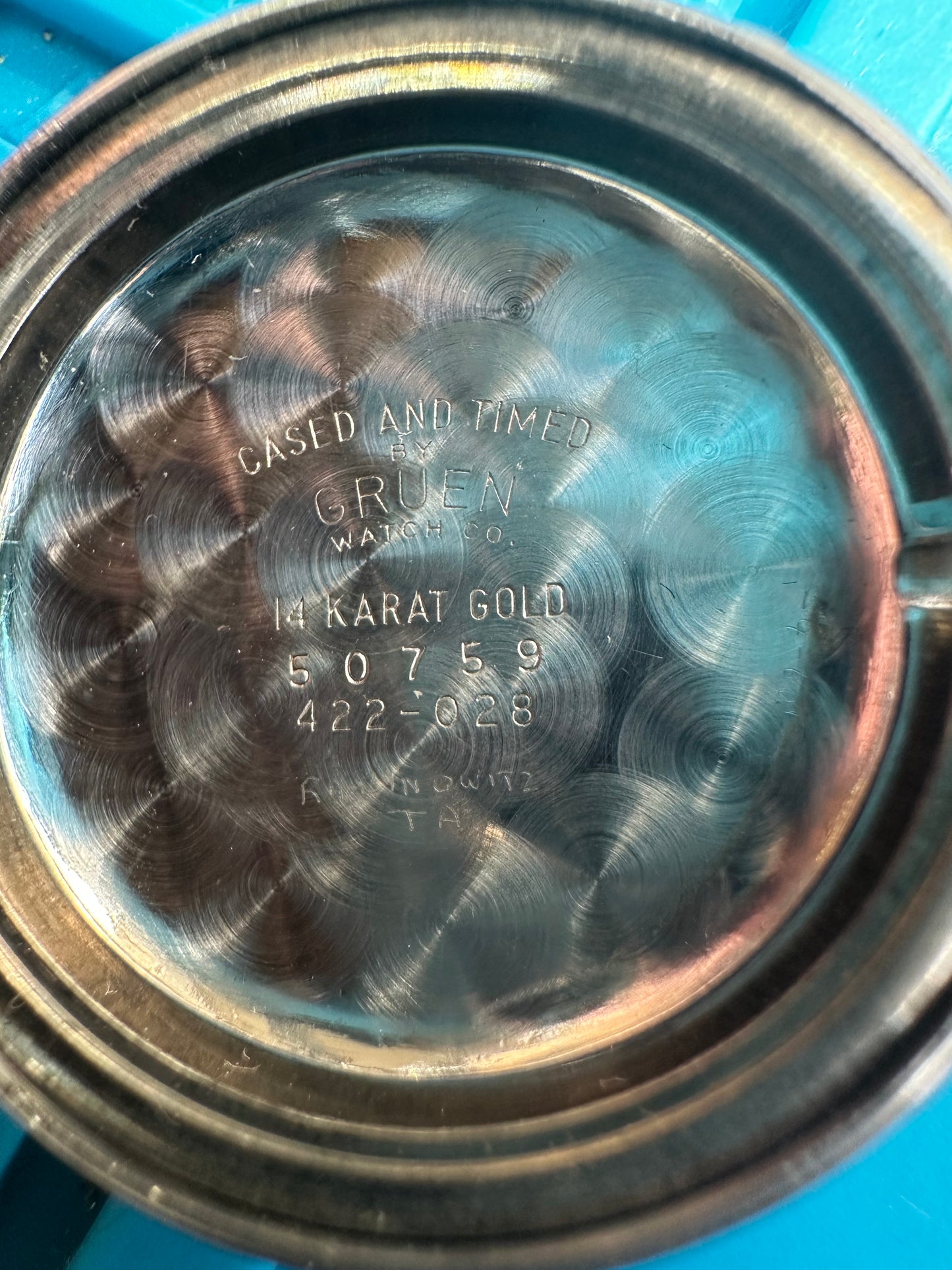 Gruen 14k White Gold Mystery Diamond Dial Vintage