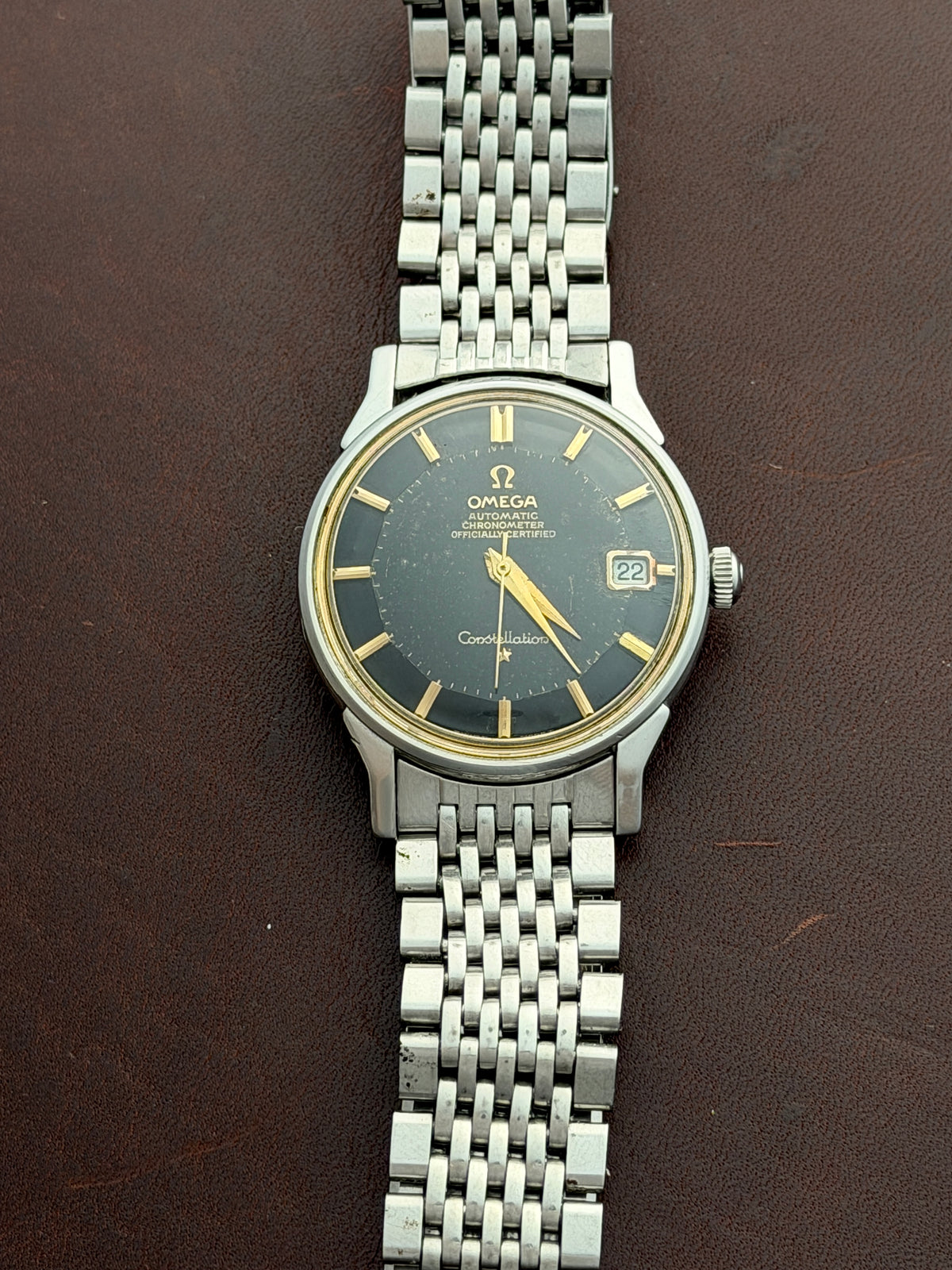 Omega Constellation Black Pie Pan - Dog Leg Lugs Vintage