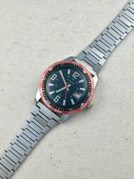 Clinton World Timer Date Vintage