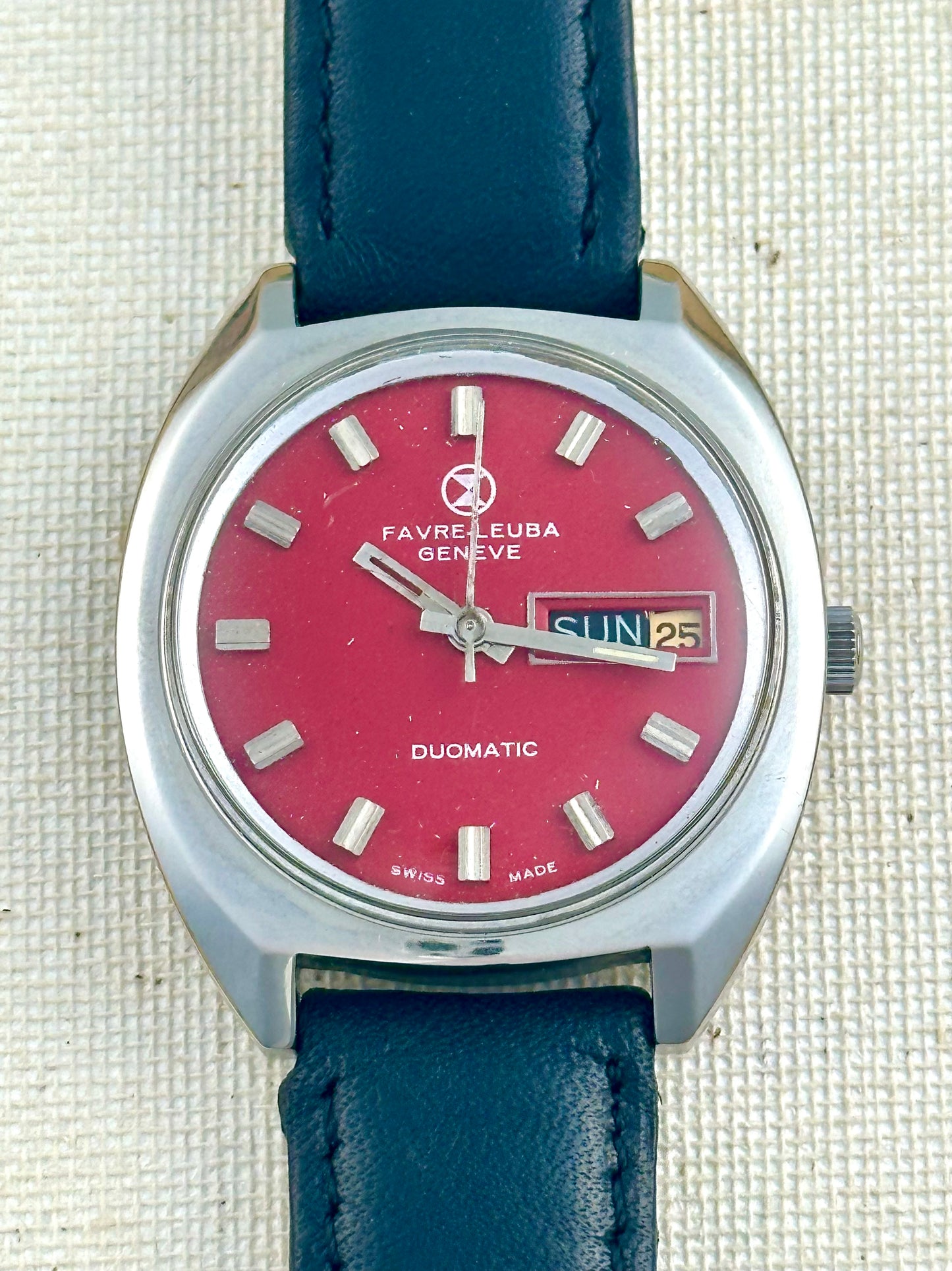Favre Leuba Day Date Red Vintage