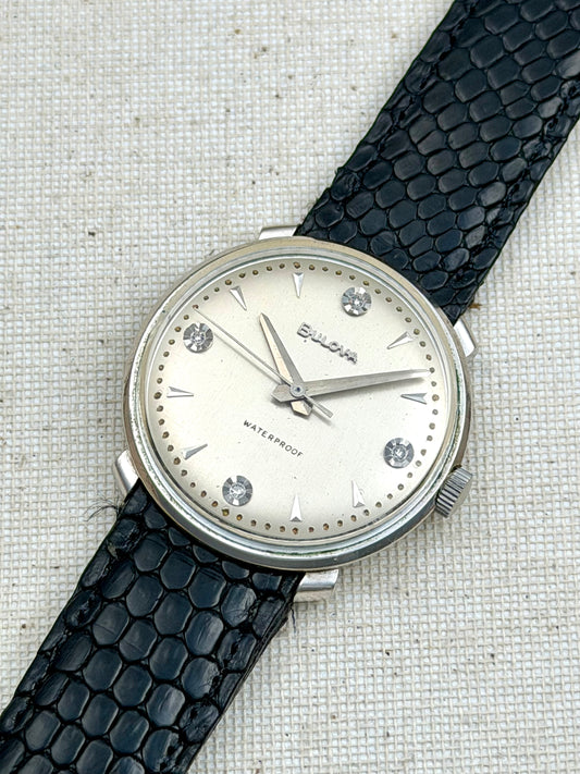 Bulova 10k White GF Diamond Dial Vintage