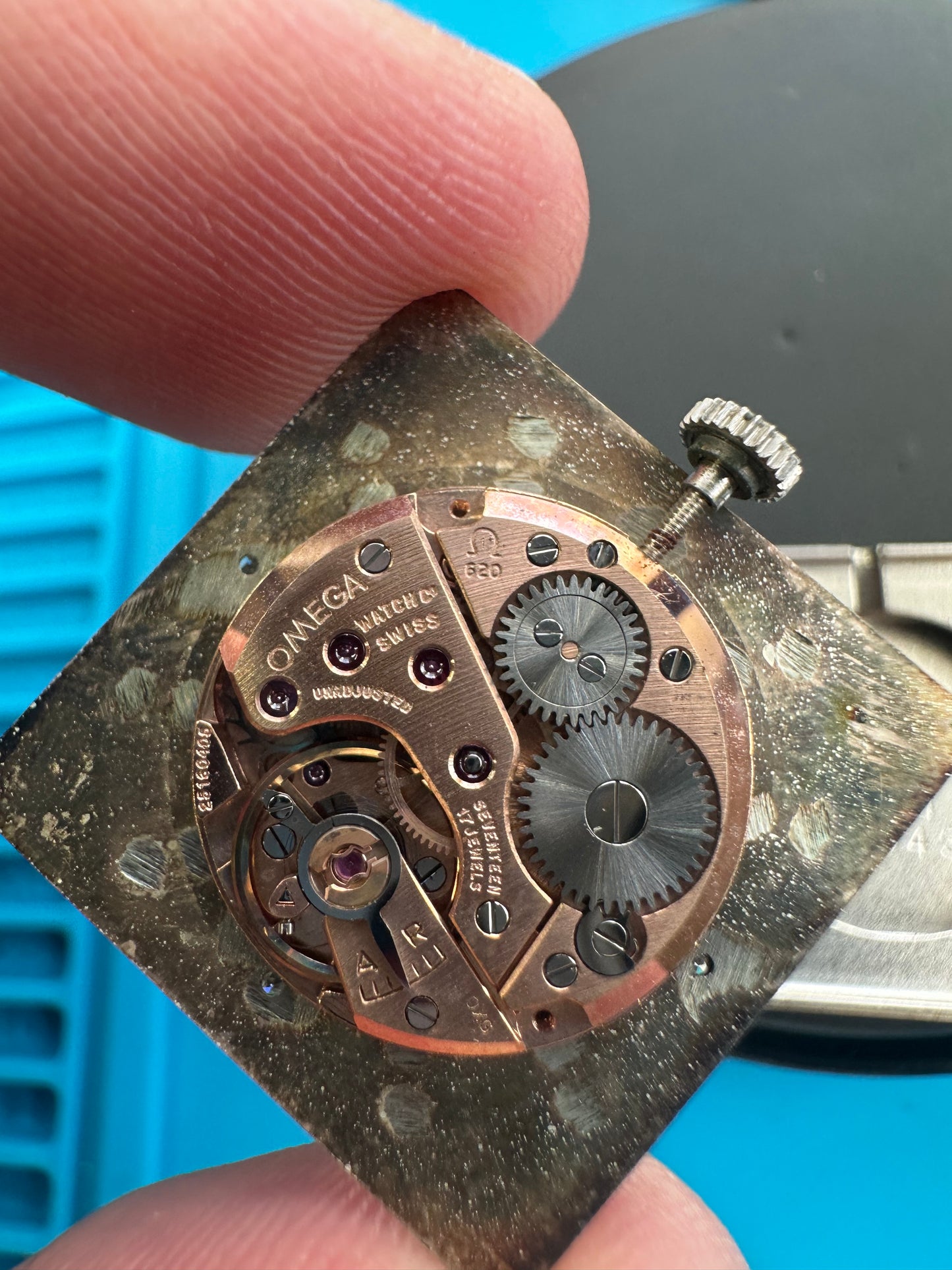 Omega 14k White Gold Tank Diamond Dial Vintage