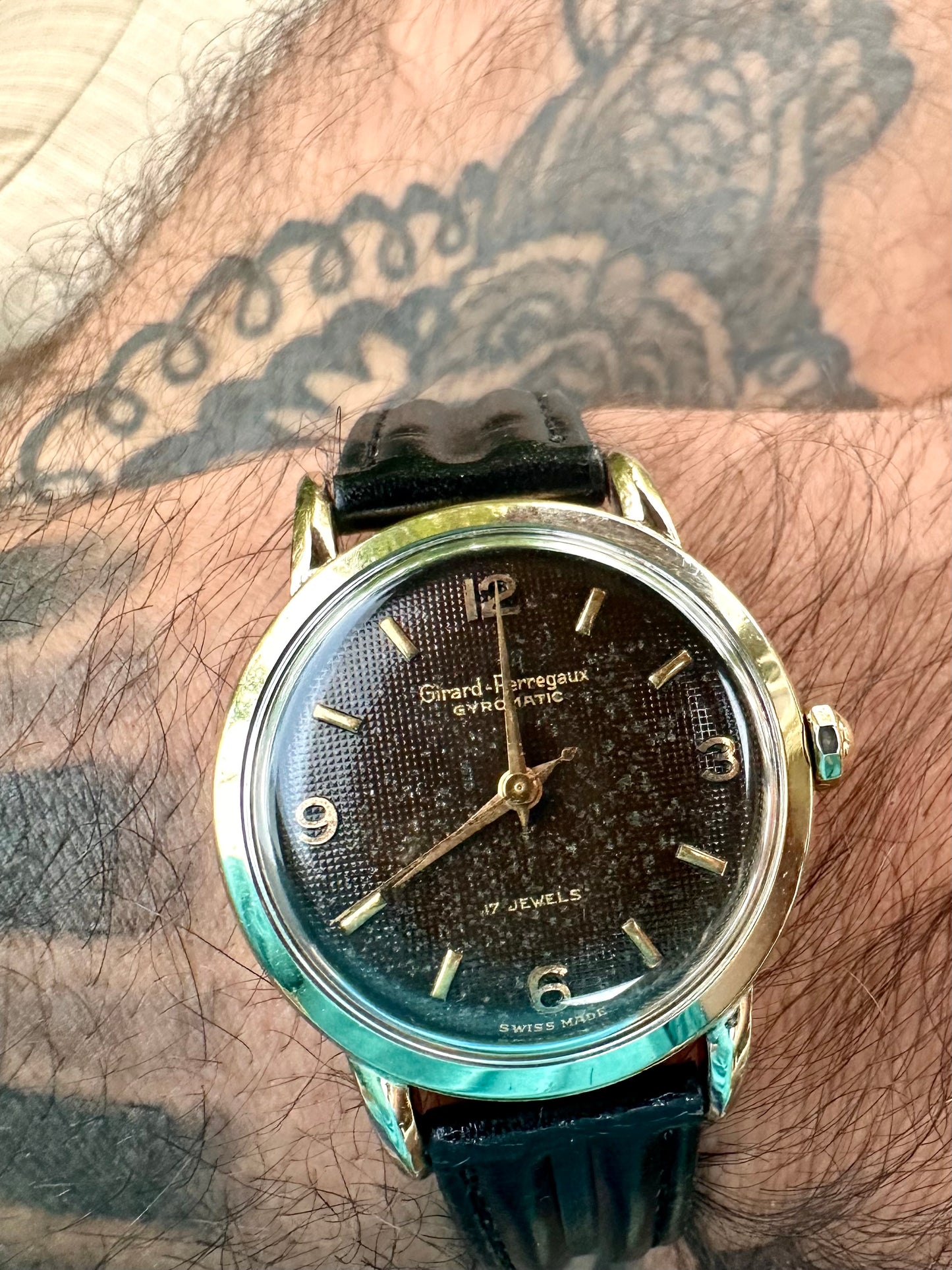 Girard Perregaux Gyromatic Brown Waffle Dial Vintage