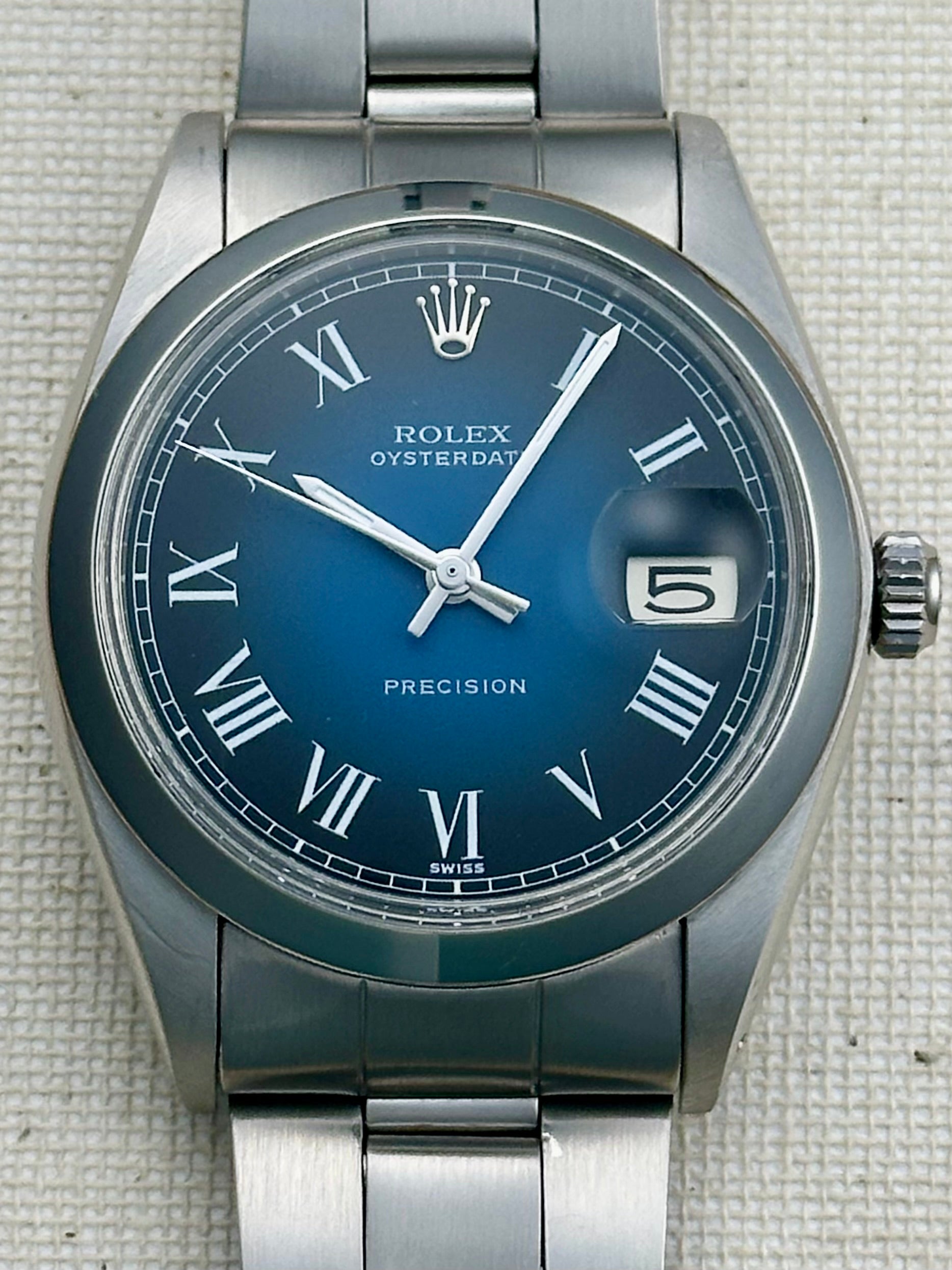 Rolex Oysterdate Precision Blue/Black Dial Vintage Old School Seconds