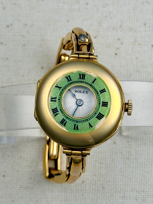 Rolex Roaring 20s Half Hunter 9k gold Ladies Cocktail Vintage