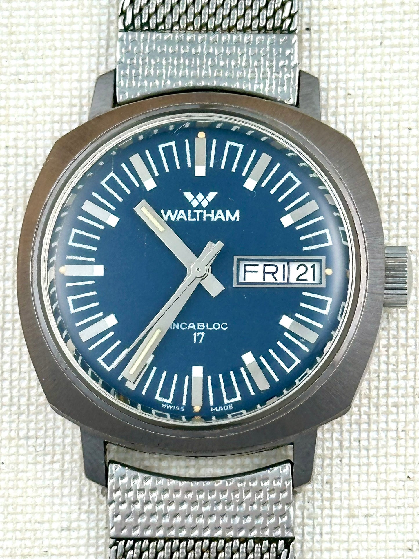 Waltham Blue Dial Day Date Vintage
