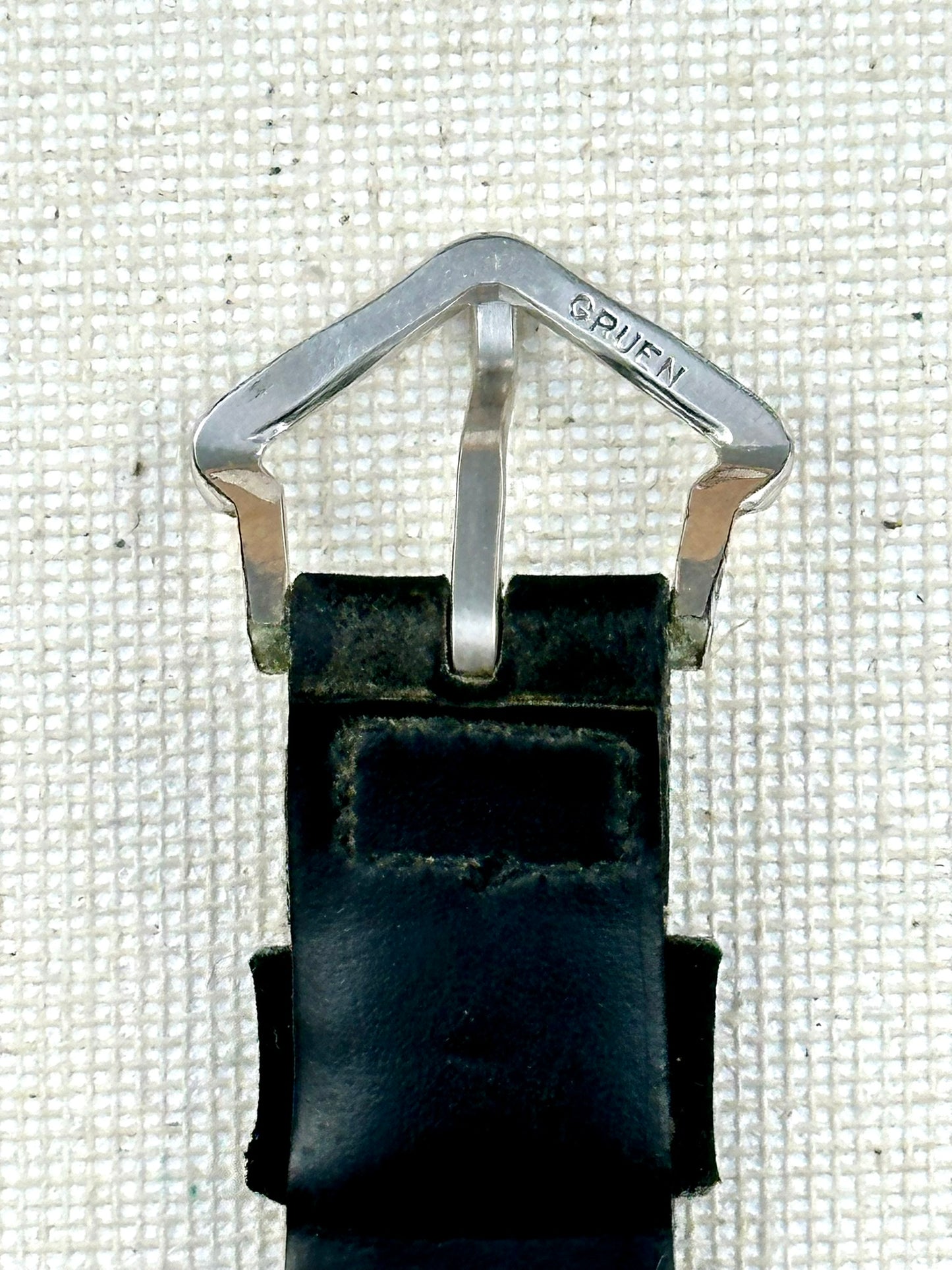 Gruen 14k White Gold Mystery Diamond Dial Vintage