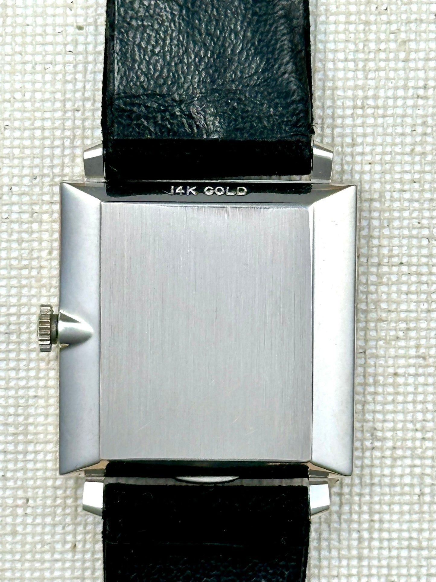 Omega 14k White Gold Tank Diamond Dial Vintage