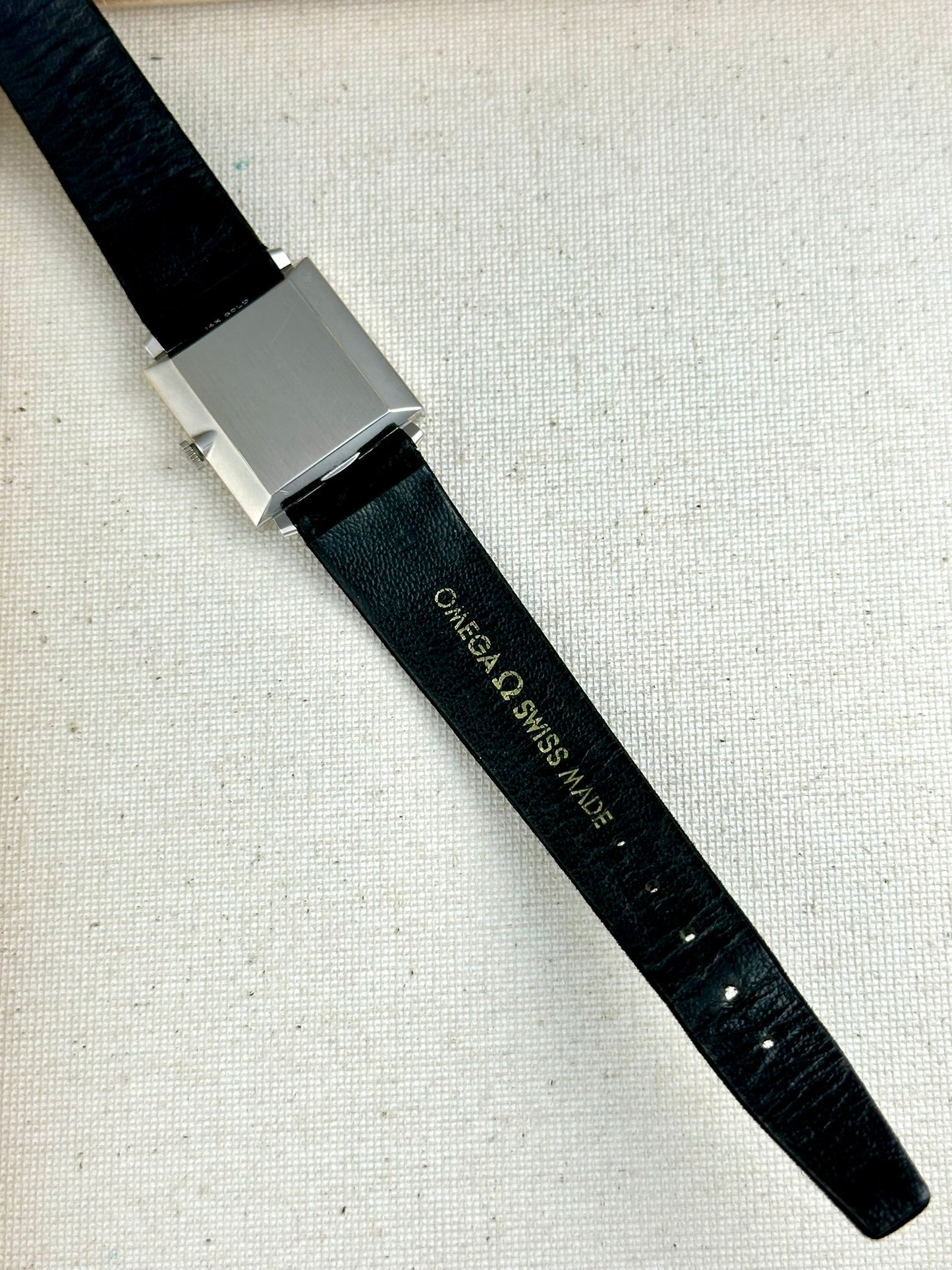 Omega 14k White Gold Tank Diamond Dial Vintage
