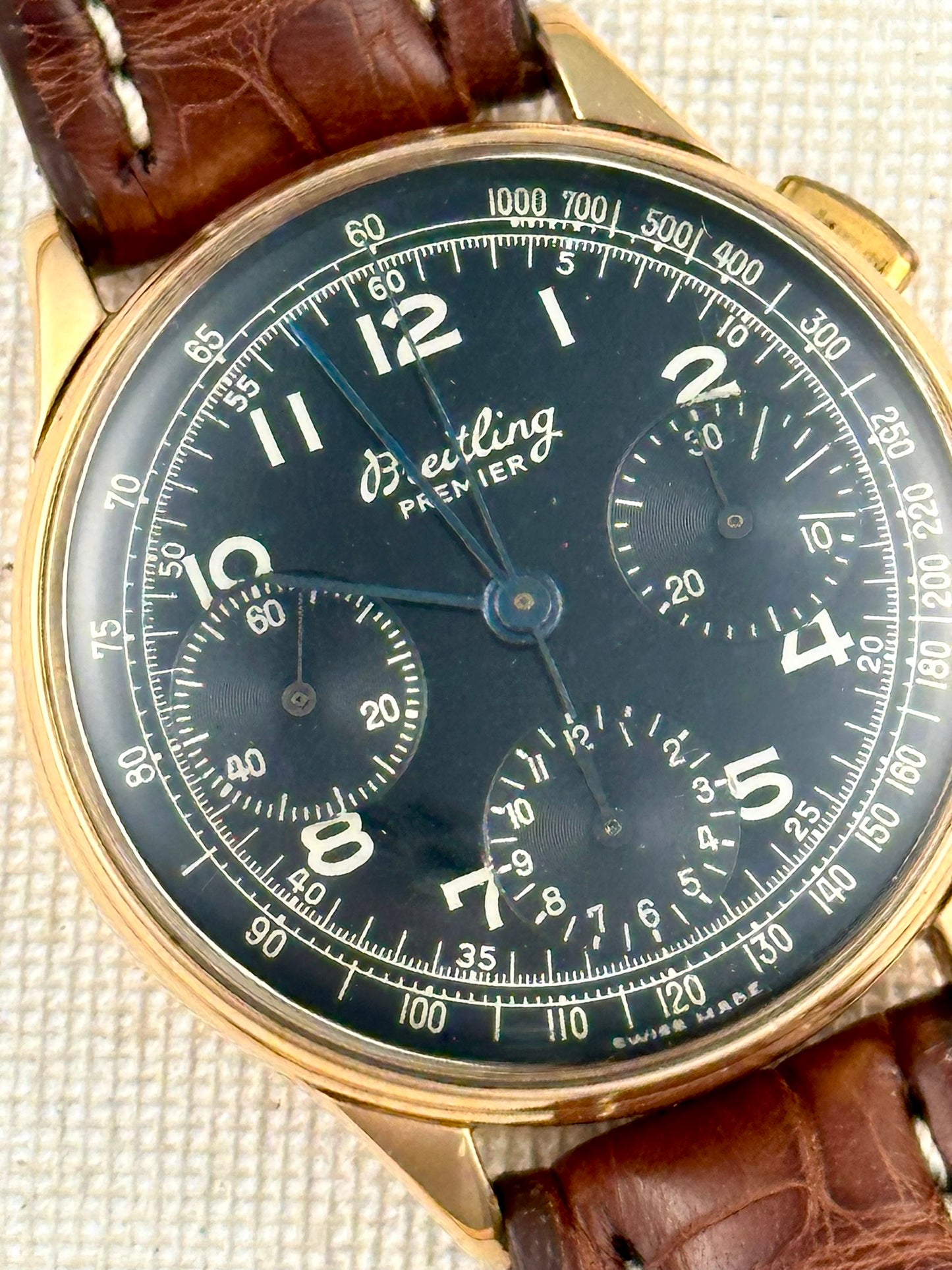 Breitling Premier 18k Rose Gold 787 Black Dial Vintage