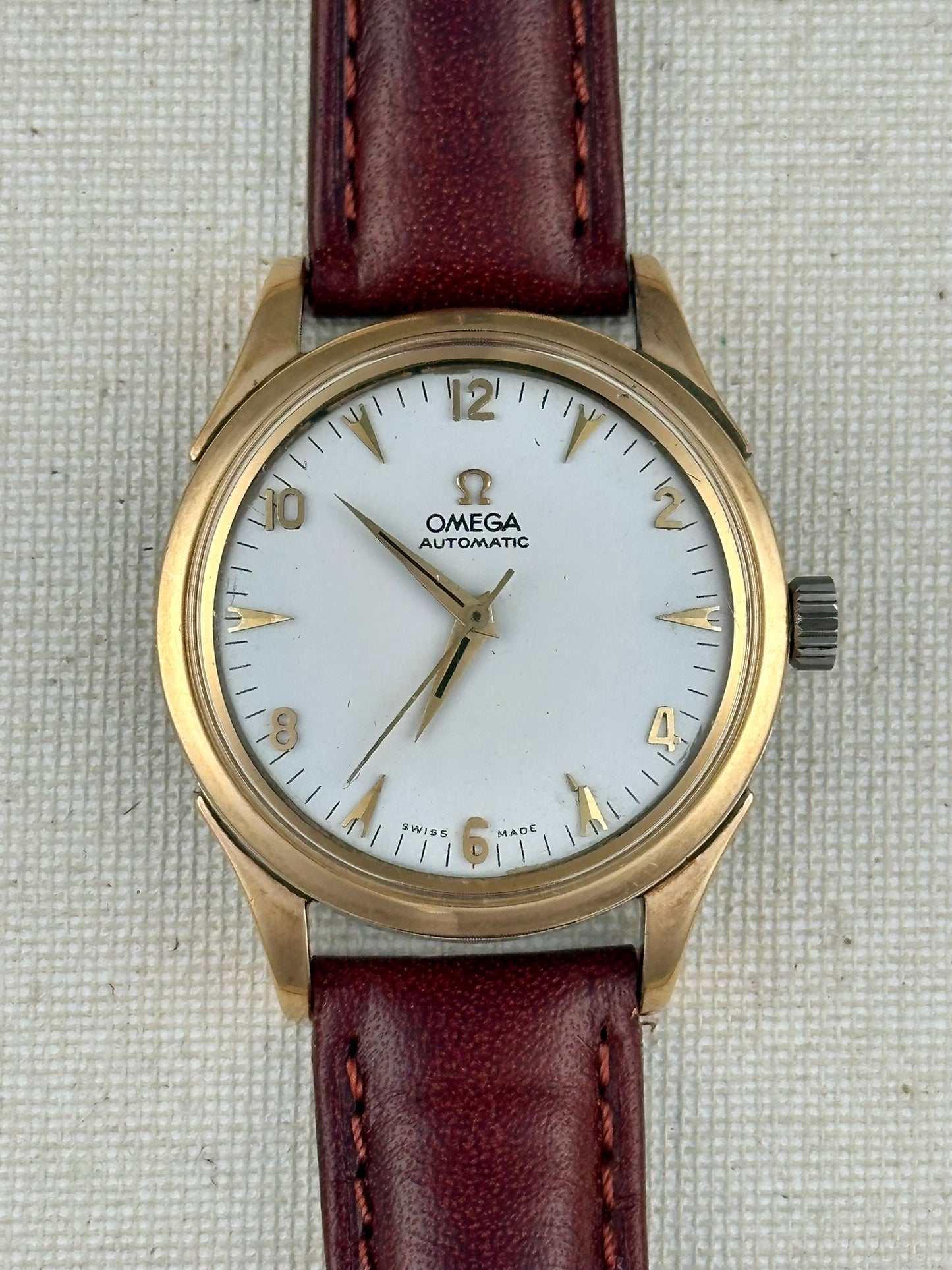Omega White Dial Rose Gold Capped Vintage