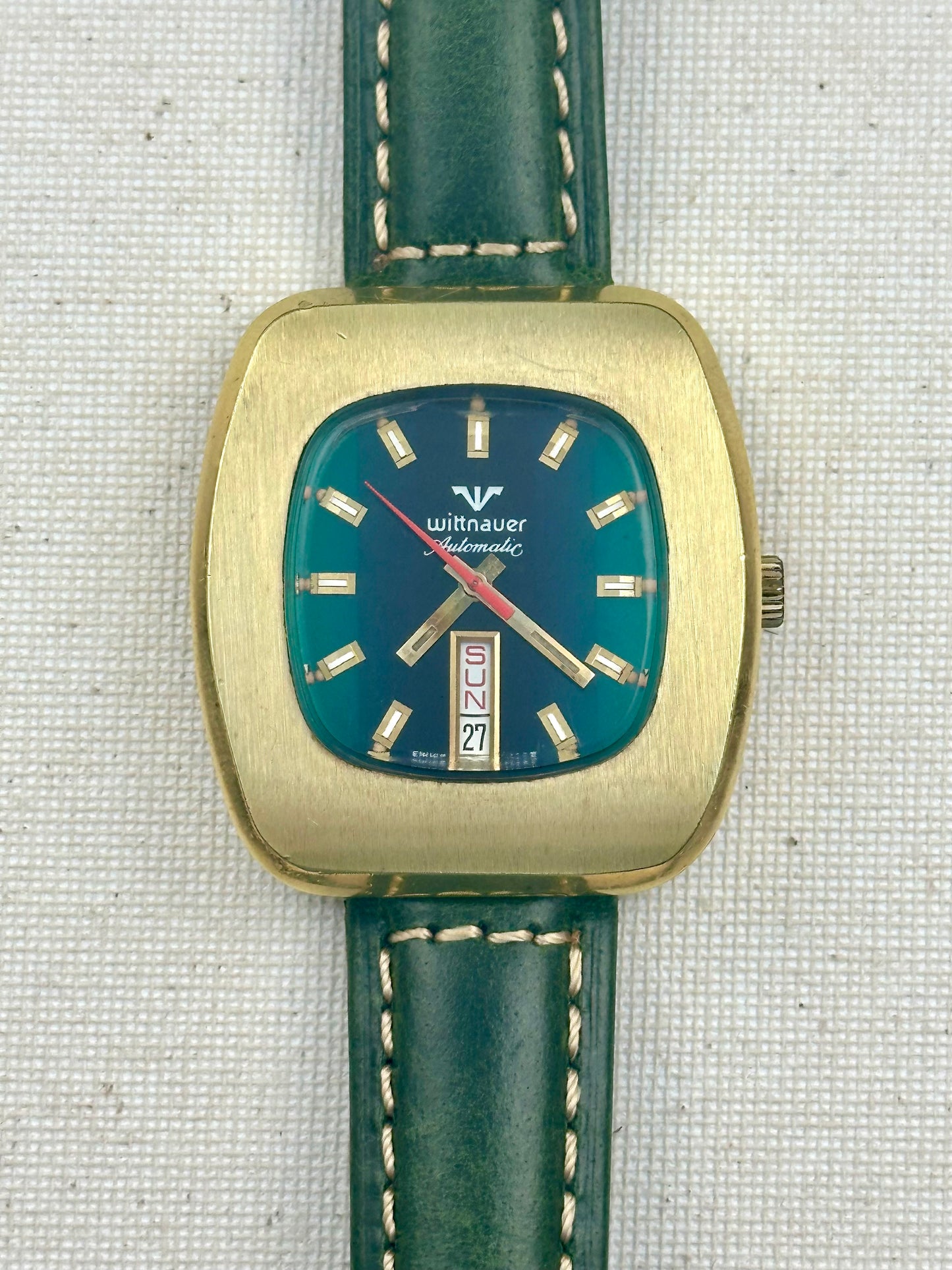 Wittnauer Day Date Green Dial Vintage