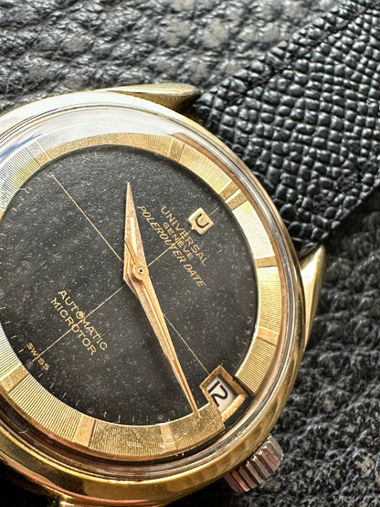 Universal Geneve Polerouter Date Black Crosshair Dial with Box Vintage