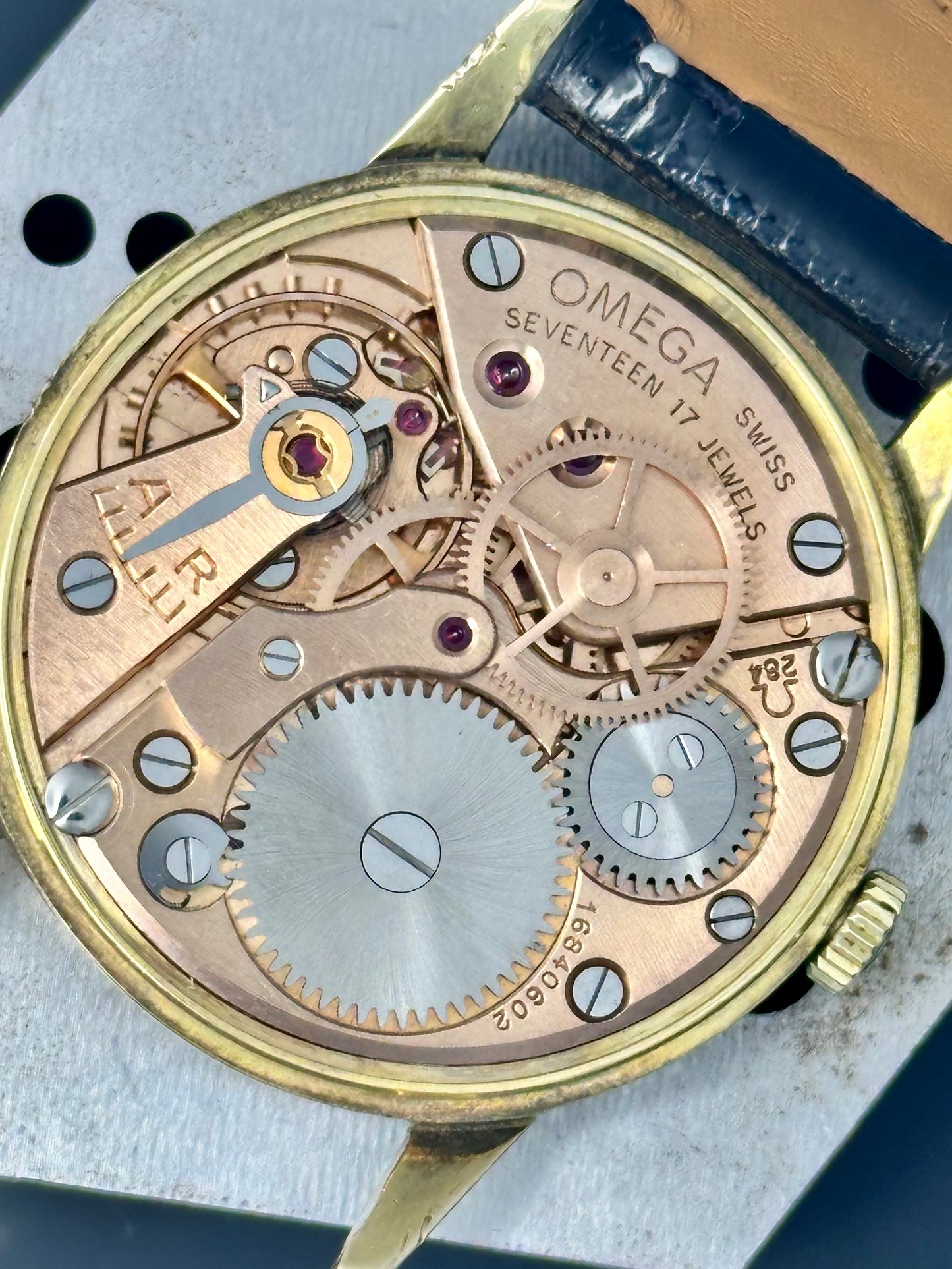 Omega "Dunlop" 9k Solid Gold Presentation Watch VIntage