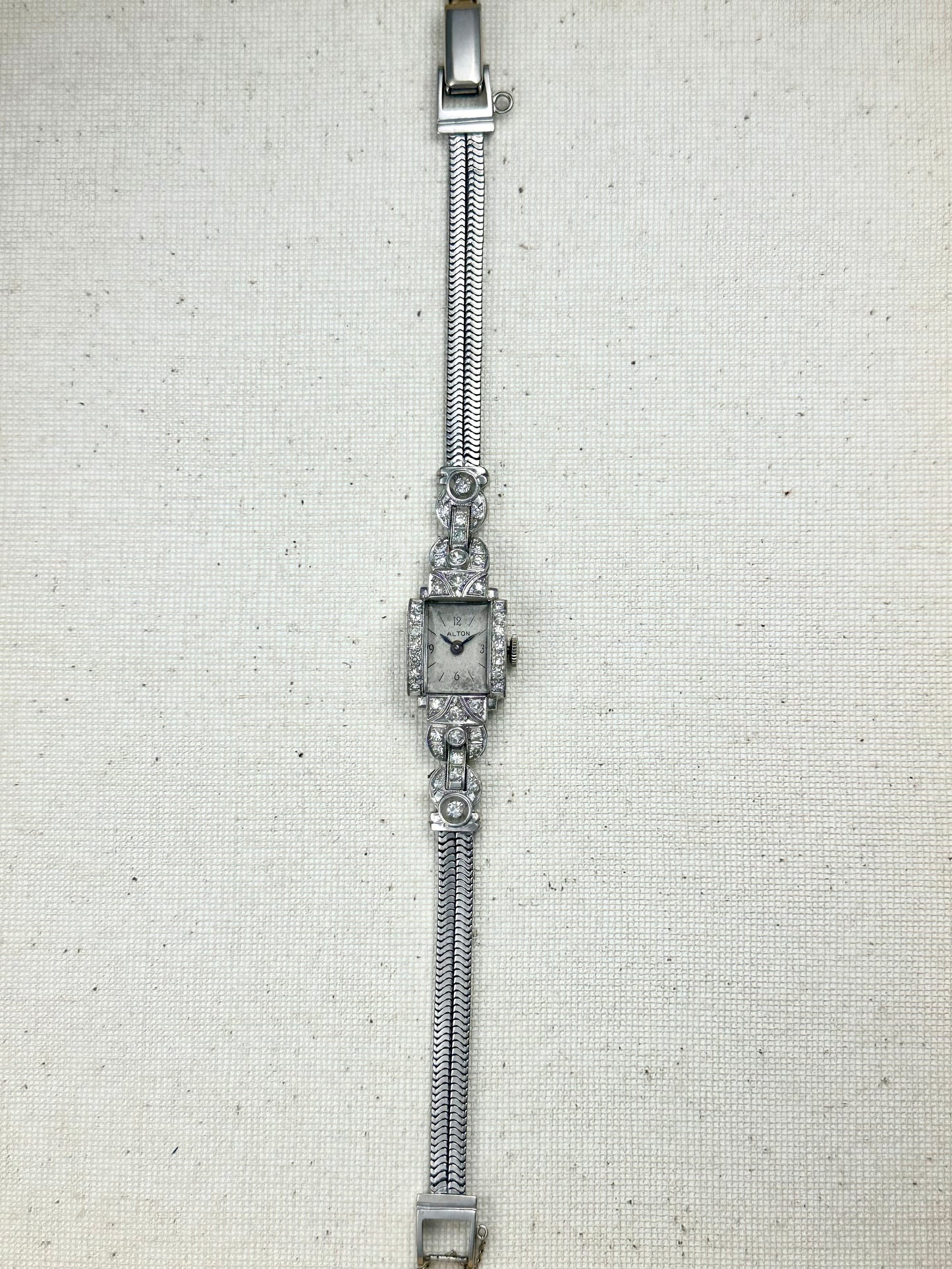 Alton Platinum & 14k Gold Diamond Bracelet Watch Vintage