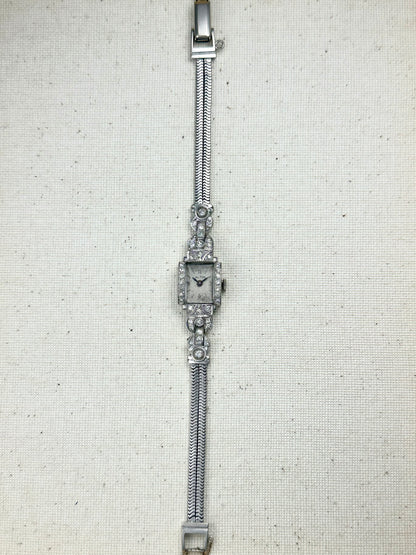 Alton Platinum & 14k Gold Diamond Bracelet Watch Vintage