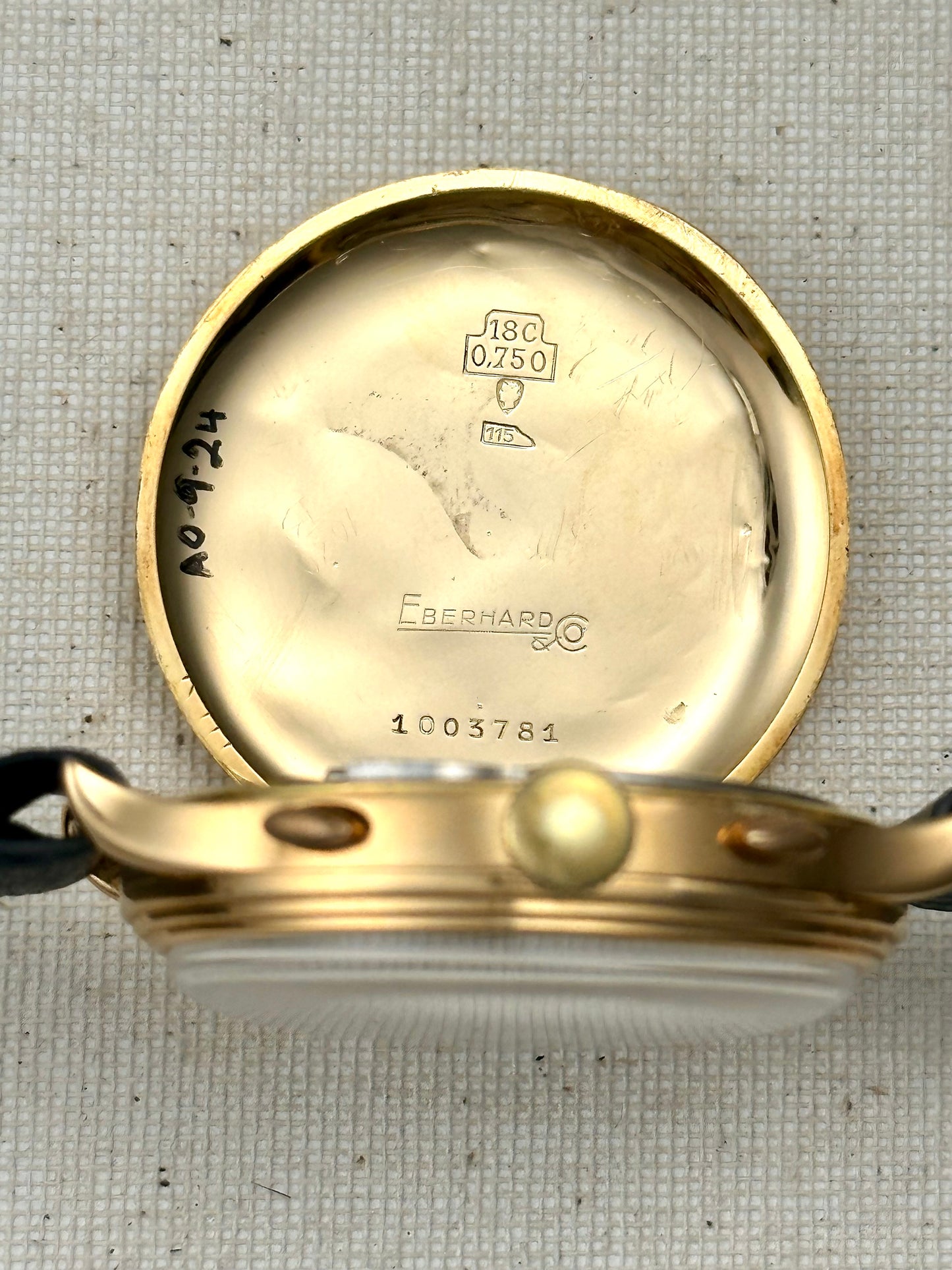 Eberhard 18k Yellow Gold Tri-Compax 1943 with Box Vintage