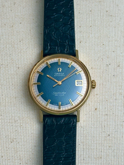 Omega Seamaster De Ville Electric Blue Singer Linen Dial Vintage