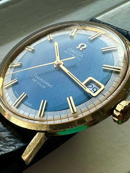 Omega Seamaster De Ville Electric Blue Singer Linen Dial Vintage