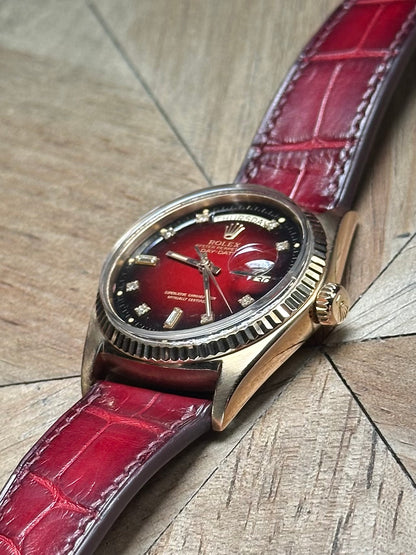 Rolex 18k Pink Gold - Day Date - Oxblood Vignette Diamond Dial Vintage