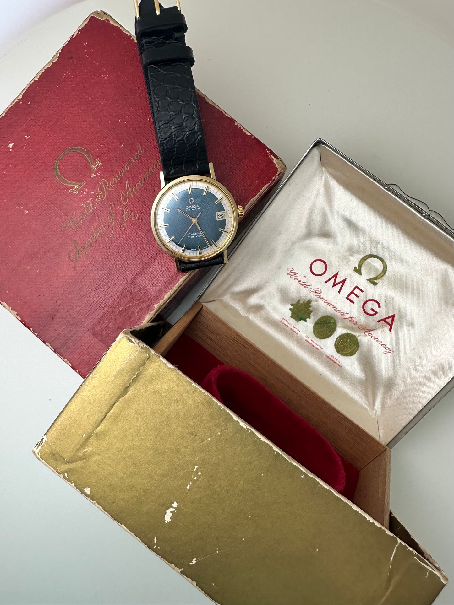 Omega Seamaster De Ville Electric Blue Singer Linen Dial Vintage