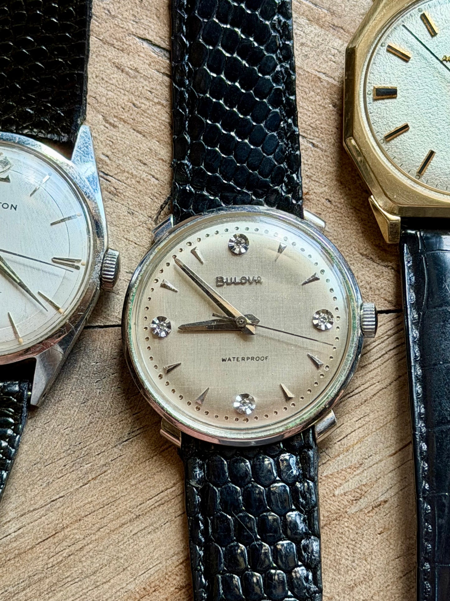 Bulova 10k White GF Diamond Dial Vintage