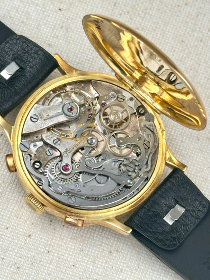 Eberhard 18k Yellow Gold Tri-Compax 1943 with Box Vintage