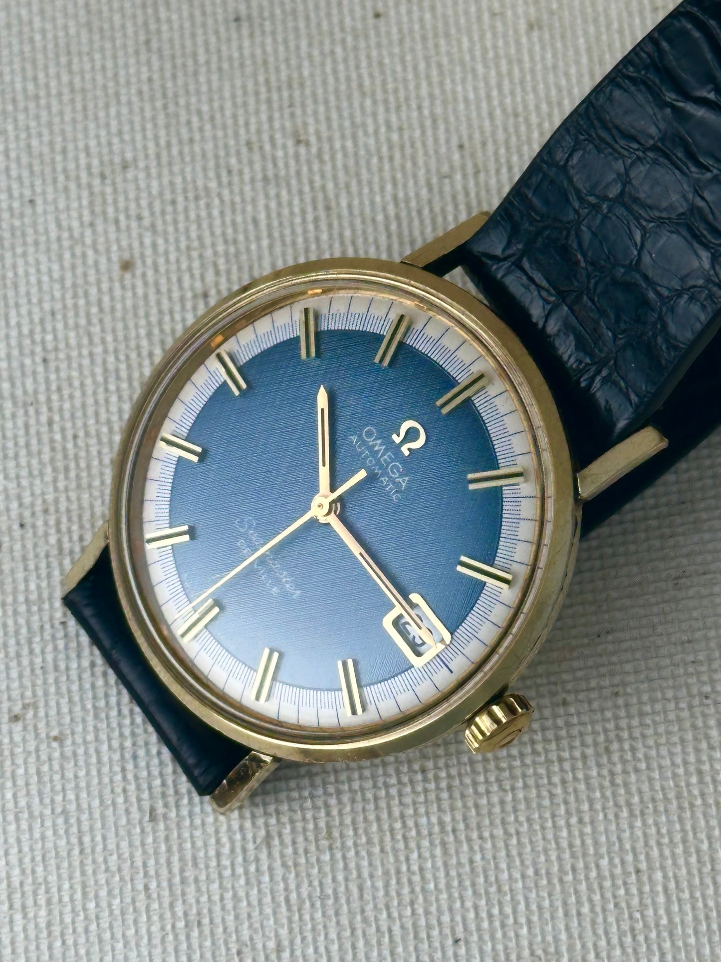 Omega Seamaster De Ville Electric Blue Singer Linen Dial Vintage