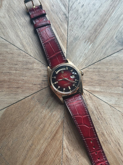 Rolex 18k Pink Gold - Day Date - Oxblood Vignette Diamond Dial Vintage