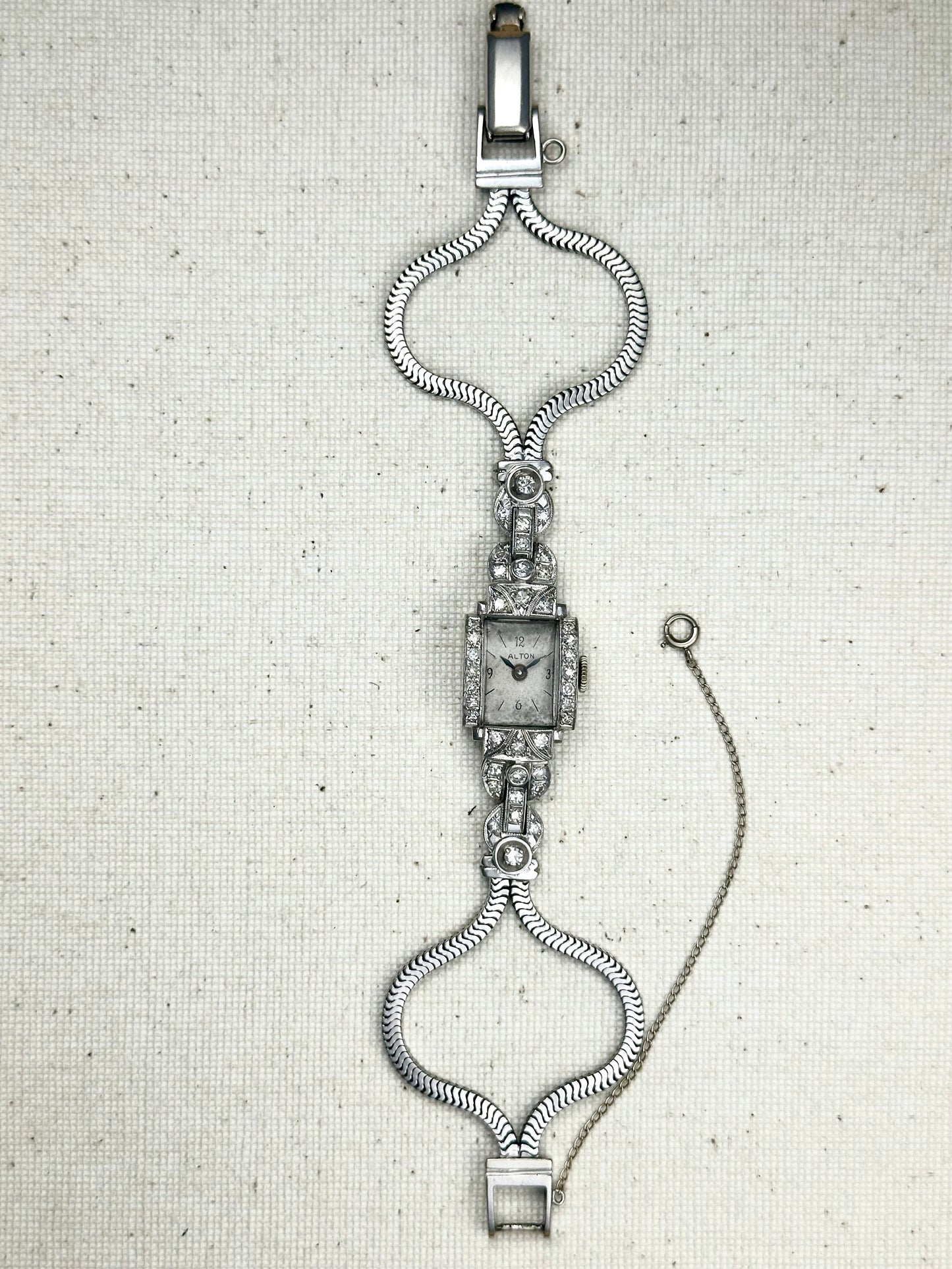 Alton Platinum & 14k Gold Diamond Bracelet Watch Vintage