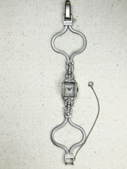 Alton Platinum & 14k Gold Diamond Bracelet Watch Vintage