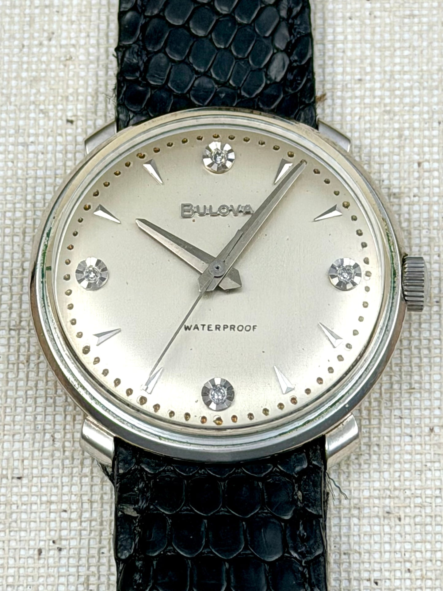 Bulova 10k White GF Diamond Dial Vintage