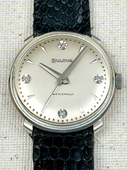 Bulova 10k White GF Diamond Dial Vintage