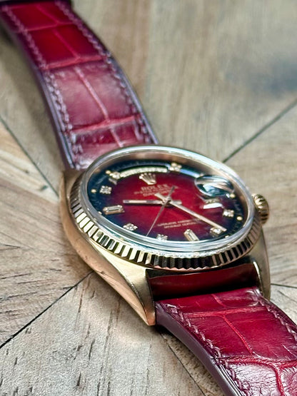 Rolex 18k Pink Gold - Day Date - Oxblood Vignette Diamond Dial Vintage