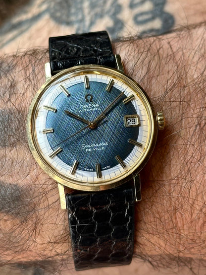 Omega Seamaster De Ville Electric Blue Singer Linen Dial Vintage