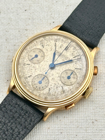 Eberhard 18k Yellow Gold Tri-Compax 1943 with Box Vintage