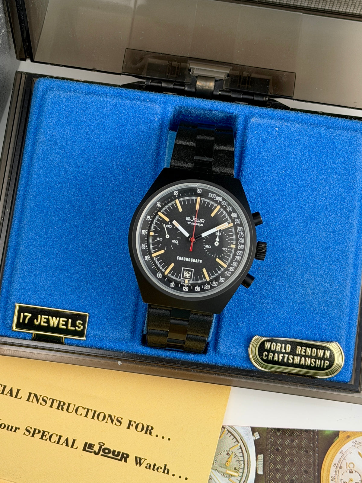 LeJour PVD Chrono Box and Papers NOS Vintage