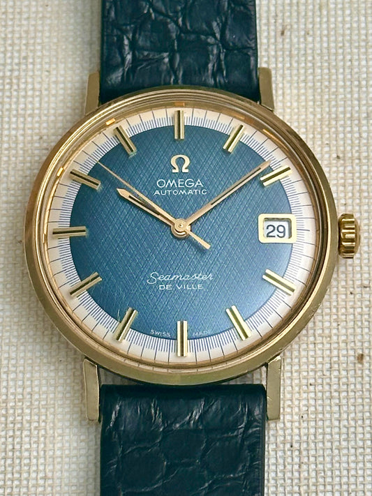Omega Seamaster De Ville Electric Blue Singer Linen Dial Vintage