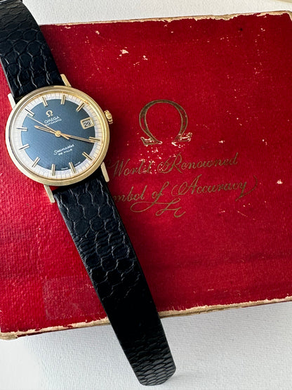 Omega Seamaster De Ville Electric Blue Singer Linen Dial Vintage