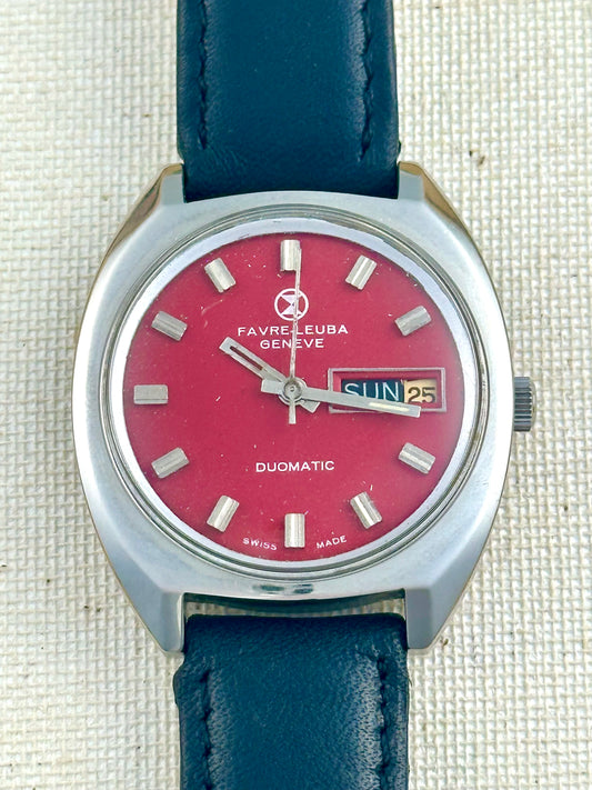 Favre Leuba Day Date Red Vintage