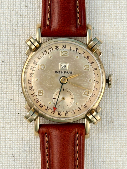 Benrus Pointer Day Date Knotted Lugs Vintage