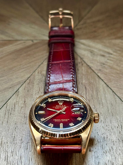 Rolex 18k Pink Gold - Day Date - Oxblood Vignette Diamond Dial Vintage