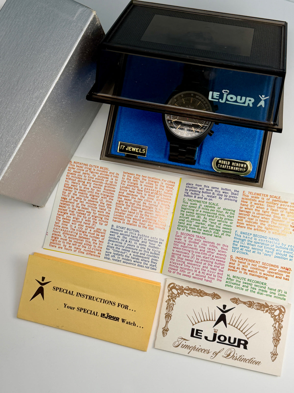 LeJour PVD Chrono Box and Papers NOS Vintage