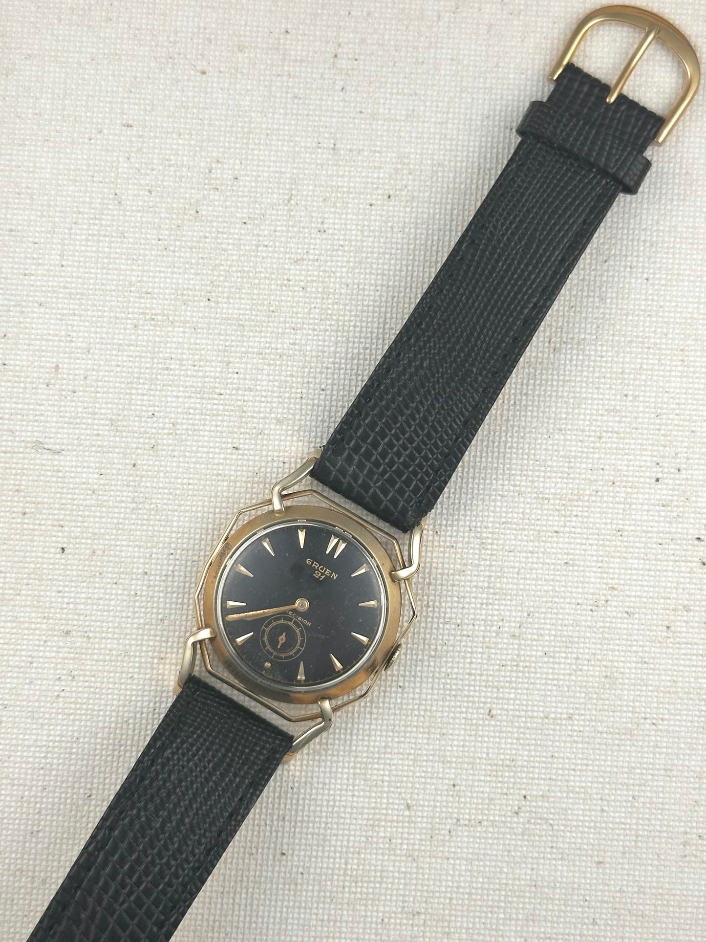 Gruen Precision 21 Spider Black Dial Vintage