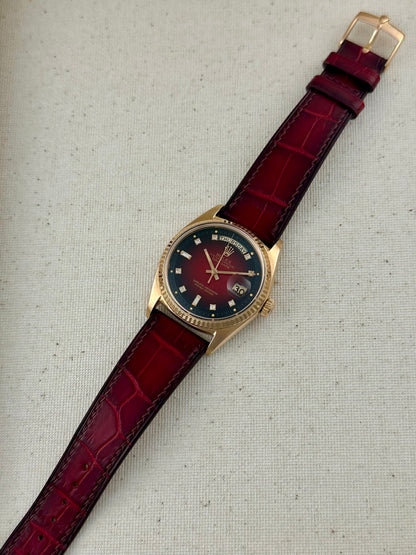 Rolex 18k Pink Gold - Day Date - Oxblood Vignette Diamond Dial Vintage