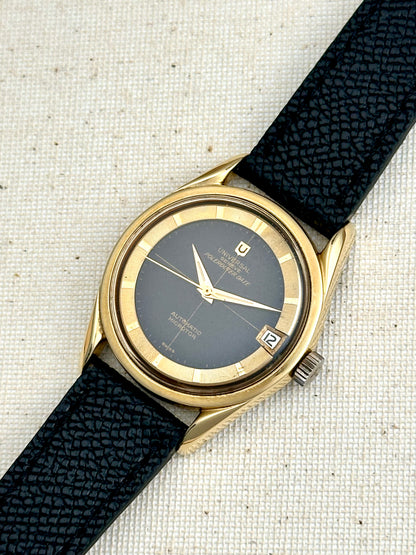Universal Geneve Polerouter Date Black Crosshair Dial with Box Vintage