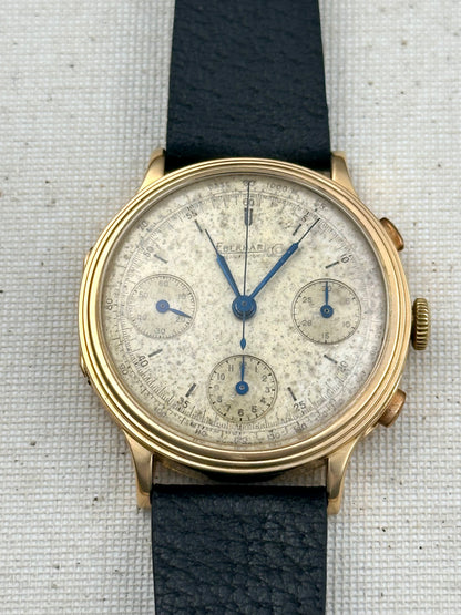 Eberhard 18k Yellow Gold Tri-Compax 1943 with Box Vintage